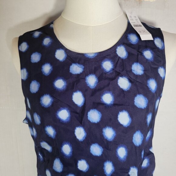 J.Crew Sleeveless Blue Polka Dot Side Slit Sleeveless Maxi Slip Dress Size 6 - Picture 2 of 9